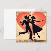 Invitation Mid Century Valentine Dancing Couple avec Martini (Devant / Derrière)