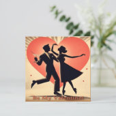 Invitation Mid Century Valentine Dancing Couple avec Martini (Debout devant)