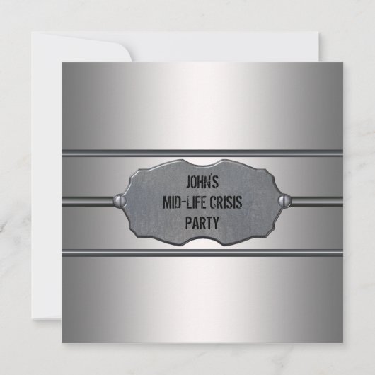 Invitation Mid Life Crisis Mans Black 40th Birthday Party (Devant)