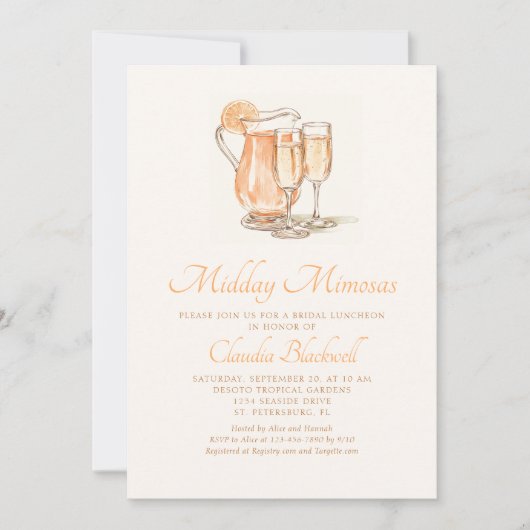 Invitation Midi Mimosas Nuptiale Déjeuner de douche Invitatio (Devant)