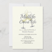 Invitation Midlife Good Life Élégant Verre à vin 50e annivers (Devant)