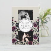 Invitation Midnight Blue Bourgogne Inky Floral Almond Mariage (Debout devant)