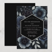 Invitation Midnight Blue Enchanting Winter Wedding (Devant / Derrière)