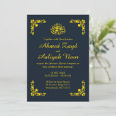 Invitation Midnight Blue & Gold Floral Nikah & Waleema (Debout devant)
