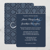 Invitation Midnight Blue Mariage damassé V02 (Devant / Derrière)