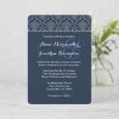 Invitation Midnight Blue Mariage damassé V02 (Debout devant)