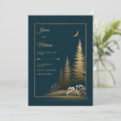 Invitation Midnight Forest Gold Wedding (Debout devant)