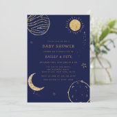 Invitation Midnight Galaxy Moon Star Boy Baby shower (Debout devant)