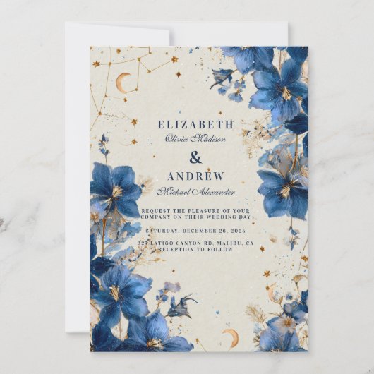 Invitation Midnight Garden Moonlit Romance Mariage (Devant)