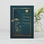 Invitation Midnight Gold Moon Botanical Wedding (Debout devant)