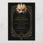 Invitation Midnight Masquerade formal birthday (Devant)