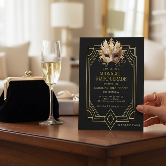 Invitation Midnight Masquerade formal birthday