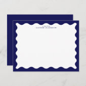 Invitation Midnight Navy Wavy Frame Note Card (Devant / Derrière)