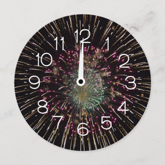 Invitation Midnight New Years Eve Clock On Fireworks (Devant)