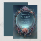 Invitation Midnight Rose Celestial Ethereal Orb Wedding (Devant / Derrière)