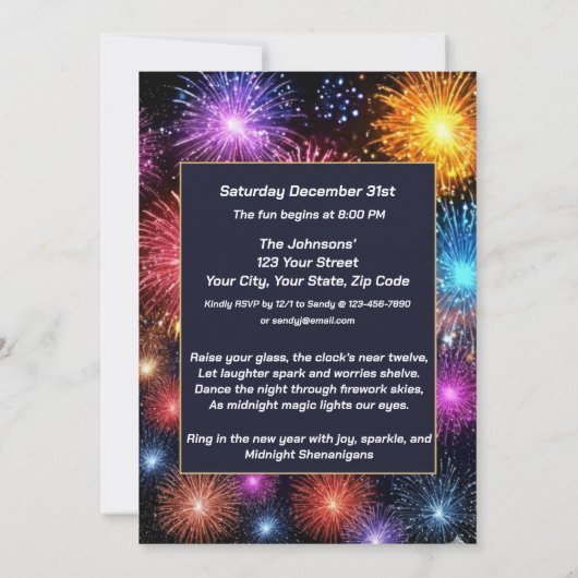 Invitation Midnight Shenanigans New Year’s Eve Party (Dos)