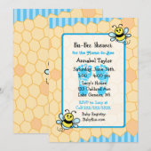 Invitation Miel abeille et Honeycomb Baby shower garçon (Devant / Derrière)