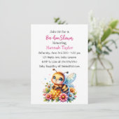 Invitation Miel abeille thème Baby shower de fille (Debout devant)