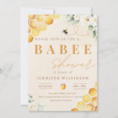 Invitation Miel Bee Baby shower Floral Babee (Devant)