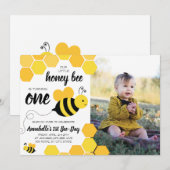 Invitation Miel Bee Girls First Birthday Photo (Devant / Derrière)