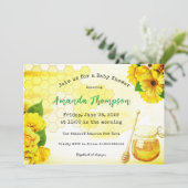 Invitation Miel Jar Jaune Vert Mère à Abeille Baby shower (Debout devant)