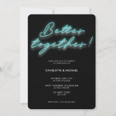 Invitation Mieux Ensemble Photo Neon Fiançailles Turquoise (Devant)