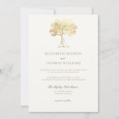 Invitation Mighty Oak Faux Gold Monogrammes Mariage officiel (Devant)