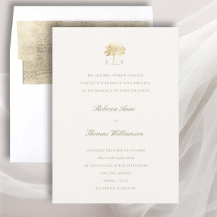 Invitation Mighty Oak Faux Or Formel Mariage traditionnel