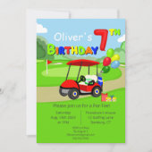 Invitation Mignon 7e anniversaire Red Golf Cart Boy's (Devant)