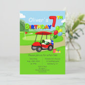 Invitation Mignon 7e anniversaire Red Golf Cart Boy's (Debout devant)