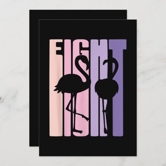 Invitation Mignon 8e cadeau d'anniversaire I Flamant rose I 8 (Devant / Derrière)