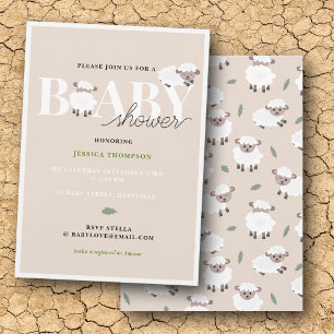 Invitation Mignon agneau moderne Fête de naissance d'animaux 