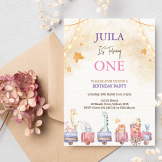 Invitation mignon animal 1ère fête d'anniversaire