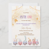 Invitation mignon animal fille baby shower (Devant)