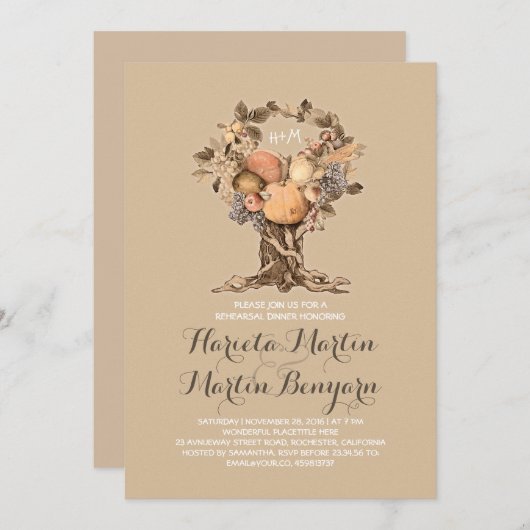 Invitation mignon automne récolte arbre de répétition invitat (Devant / Derrière)