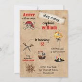 Invitation mignon bateau de piscine Pirate Anniversaire (Devant)
