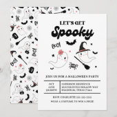 Invitation Mignon Boo Fantôme Effrayant Halloween Fille Rose (Devant / Derrière)