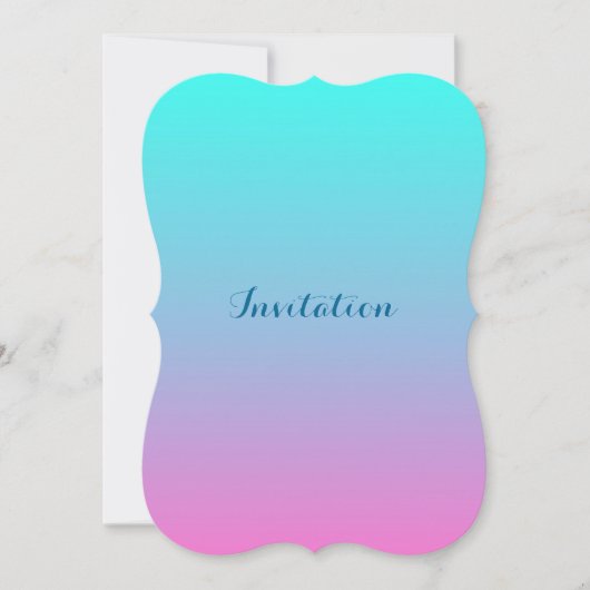 Invitation mignon caisson ombre sirène rose Fuchsia turquoise (Devant)