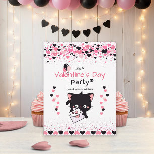 Invitation Mignon Chat Kawaii Saint-Valentin Personnalisé Enf