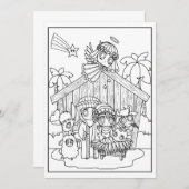 Invitation mignon chibi manga Nativité Scene raison de la sai (Devant / Derrière)