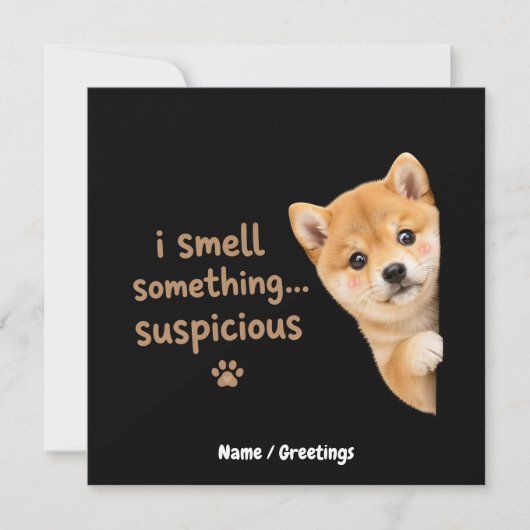 Invitation Mignon chiot Shiba Inu Citation drôle d'odeur Chie (Devant)