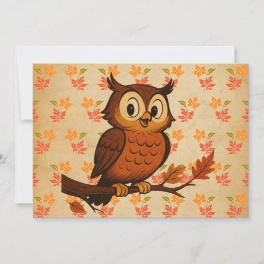 Invitation Mignon, chouette fantaisiste vintage d'automne (Devant)