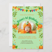 Invitation mignon Citrouille fête d'automne enfant de 1er ann (Devant)