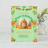 Invitation mignon Citrouille fête d'automne enfant de 1er ann (Debout devant)
