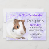 Invitation Mignon Cochon d'Inde Brun Blanc Fête Violette Pers (Devant)