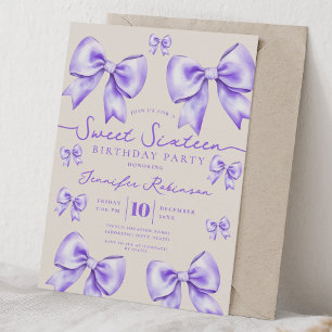 Invitation Mignon Coquette Arc Ruban Douce 16e Anniversaire V