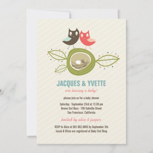 Invitation mignon de baby shower de couples de (Devant)