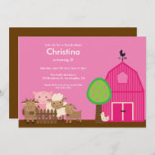 Invitation mignon de fête d'anniversaire d'animaux (Devant / Derrière)