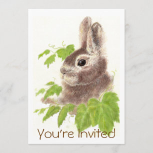 Invitation mignon de fête d'anniversaire de lapin