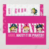Invitation mignon de partie de pirates (Devant / Derrière)